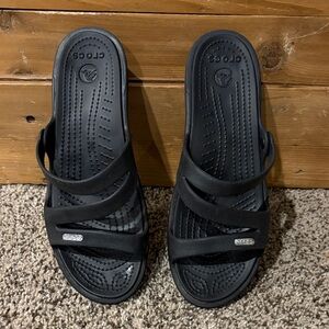 CROCS Black Dual-Strap Slides